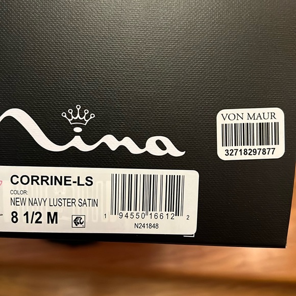 Navy satin shoe with decorative crystal buckle - Picture 4 of 4